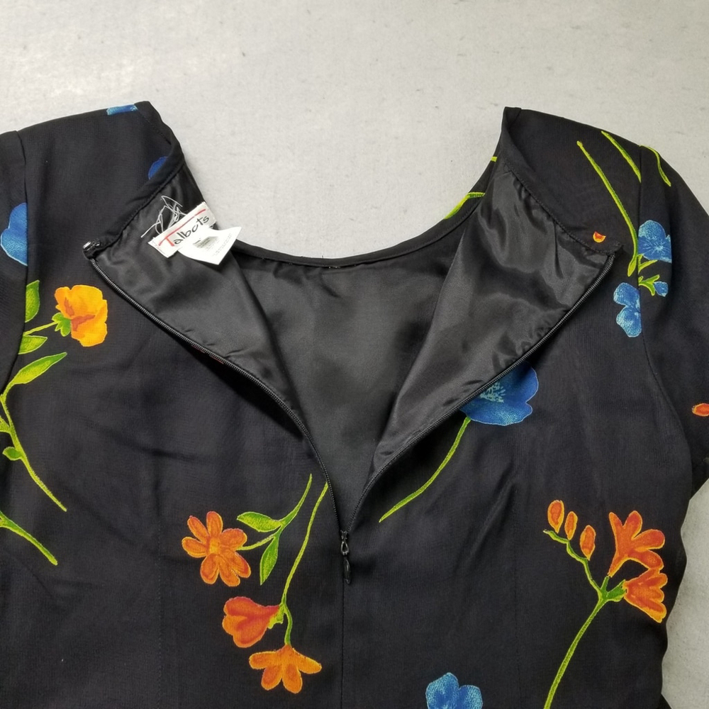 Talbots Maxi Dress Womens Size 4 Black Flowers Floral Allover Made USA - Picture 9 of 11